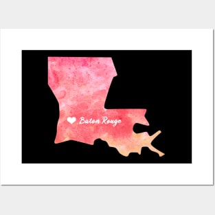 louisiana state map watercolor Watercolour Baton Rouge Posters and Art